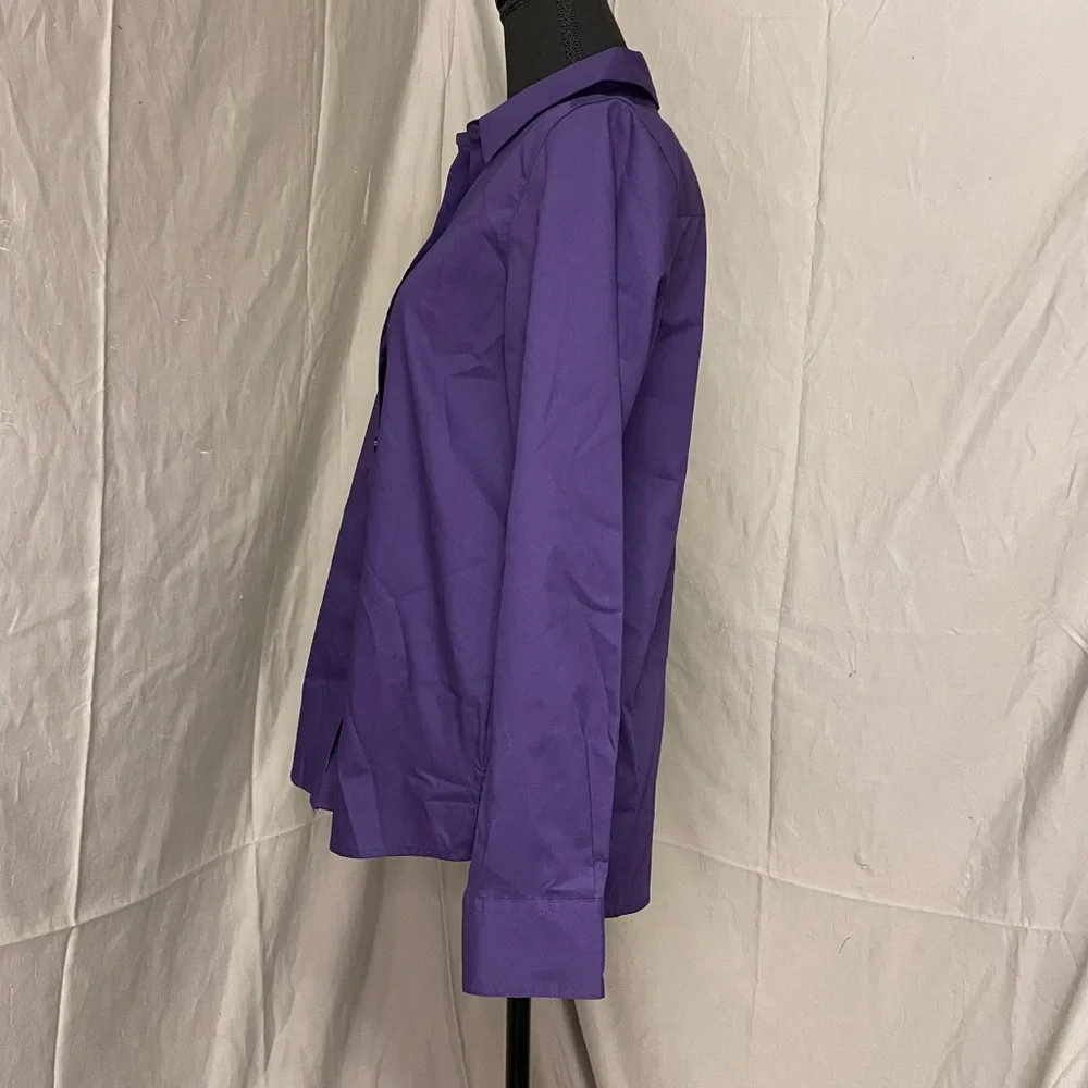 Foxcroft Purple Button-Front Shirt - Picture 4 of 8